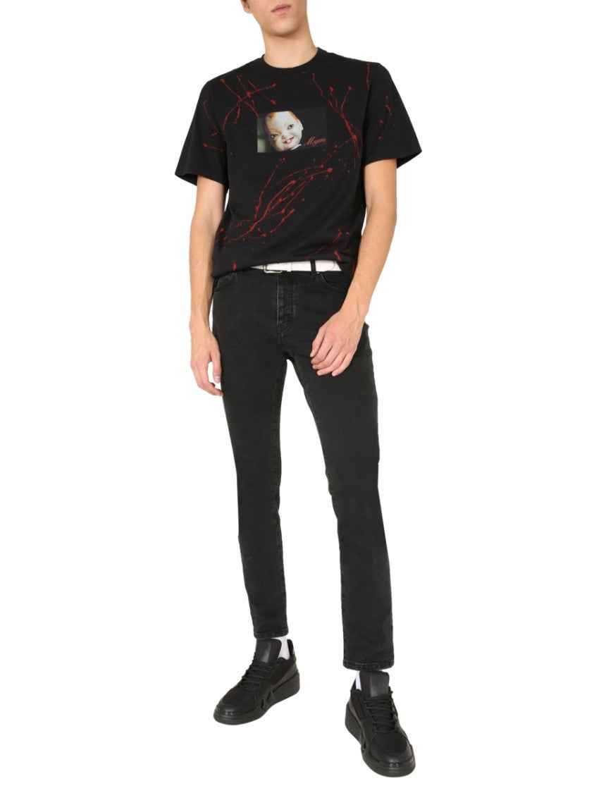 Msgm Graphic Doll Face Printed Crew Neck T-Shirt