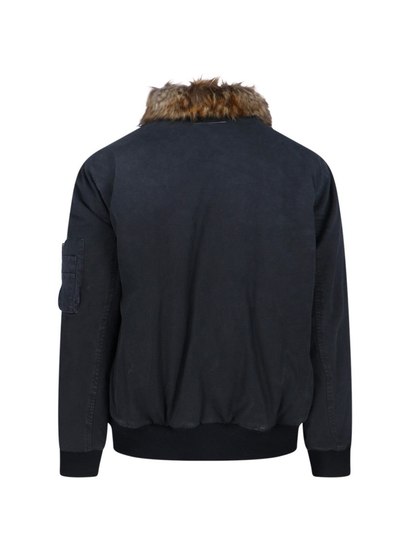 Mm6 By Maison Margiela Black & Brown Faux Fur Reversible Zip Jacket