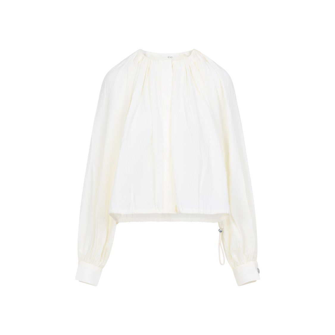 Co Long-Sleeved White Top With Adjustable Hem