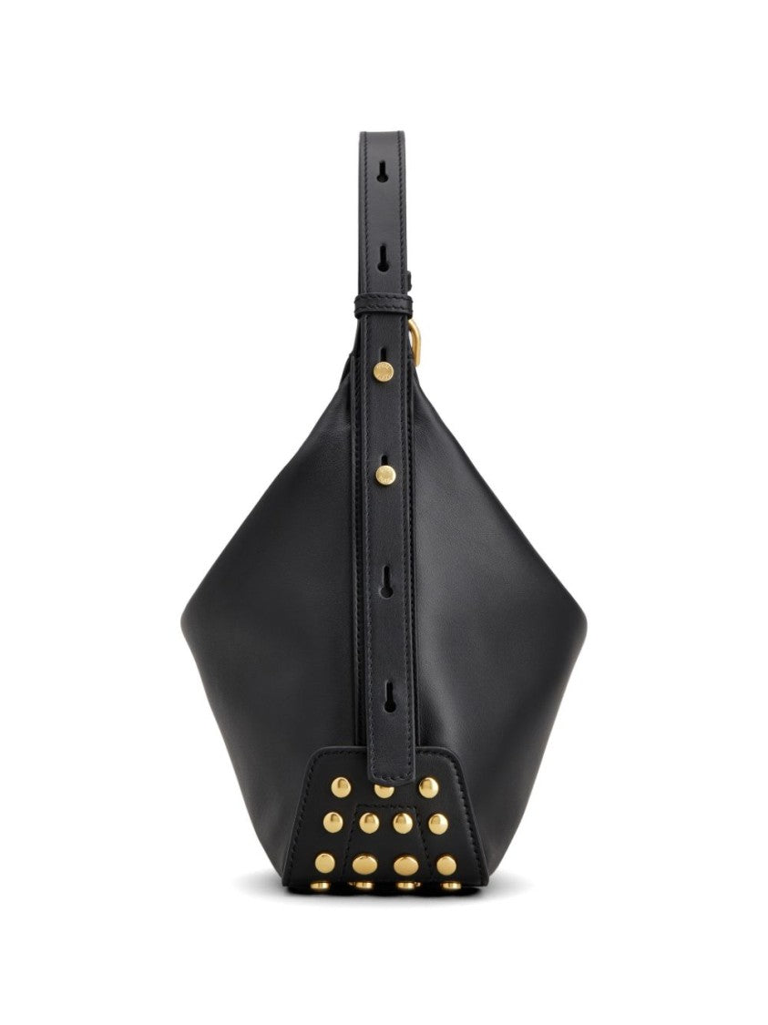 Tod's Sleek Black Handbag With Gold-Tone Studs And Adjustable Strap