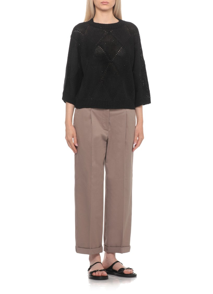 Peserico Black Sequined Linen-Cotton Sweater