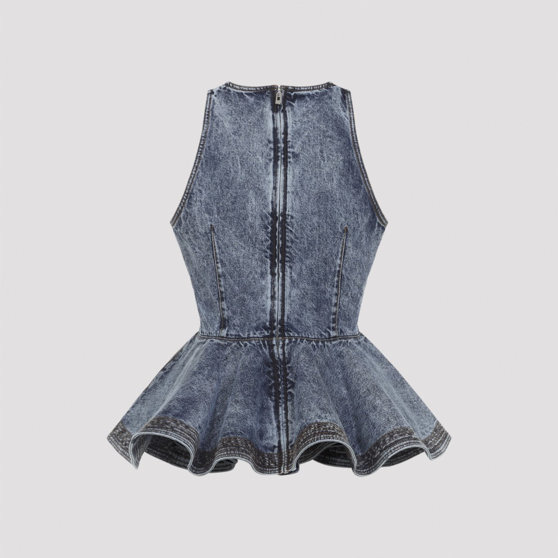 Alaïa Fitted Sleeveless Top With Peplum Hem And Textured Finish