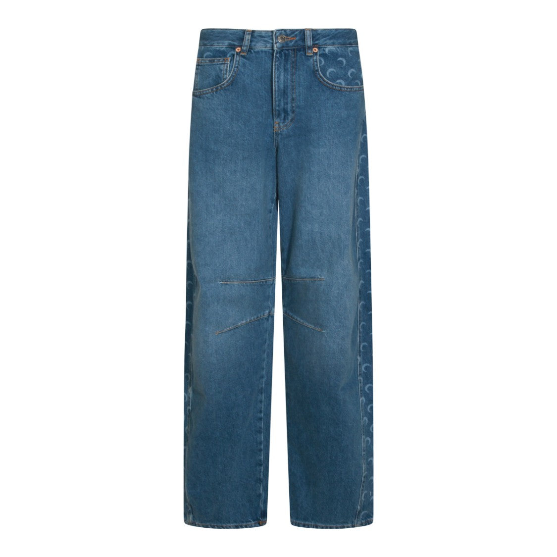 Marine Serre Light Blue High-Waist Moon Pattern Jeans