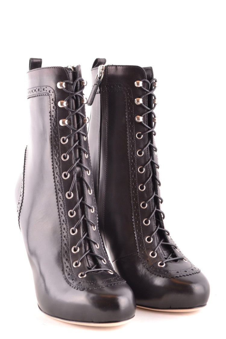 Dsquared2 Lace-Up Black Leather Ankle Boots