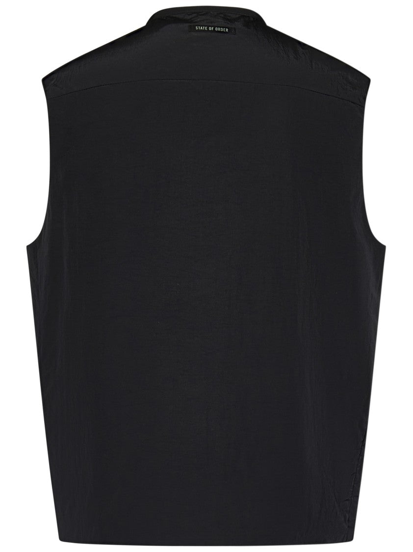 State Of Order Sleeveless Black Coat