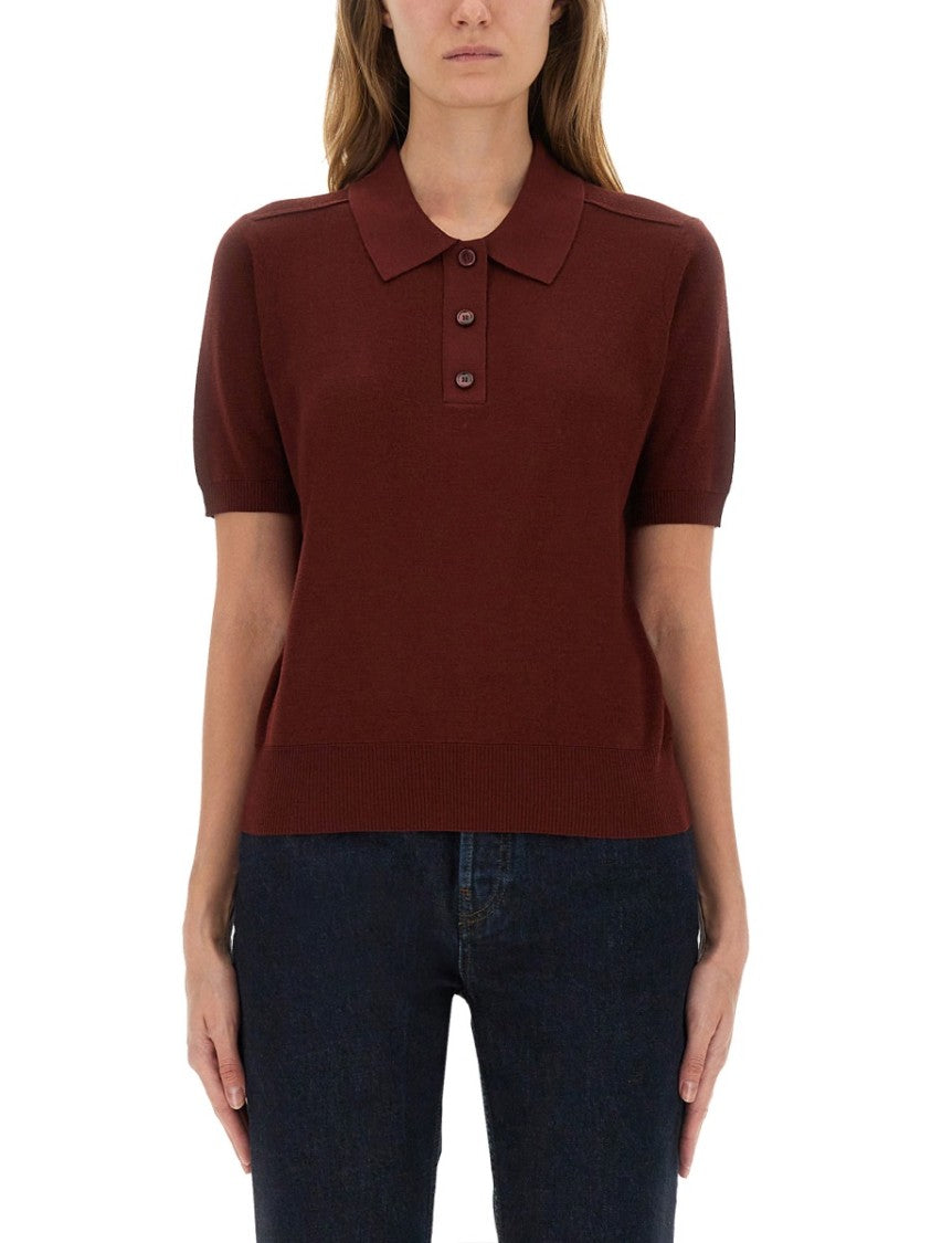 Burberry Brown Wool Polo With Classic Design