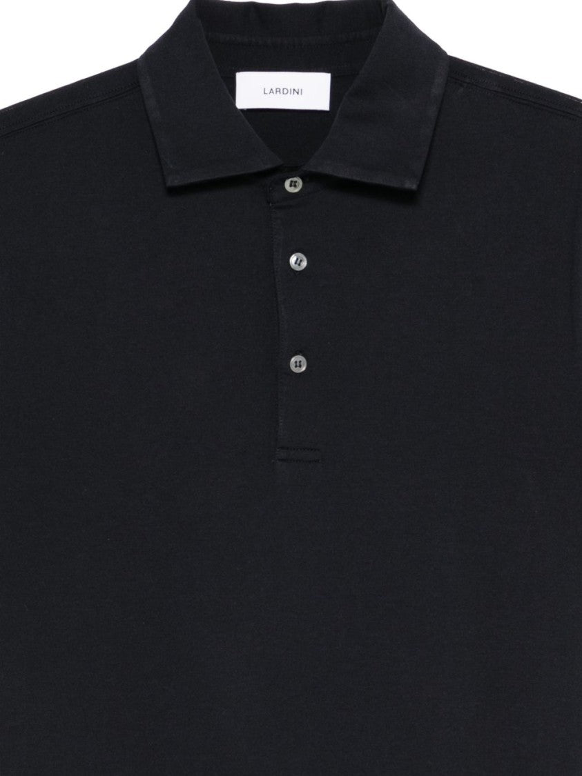 Lardini Dark Blue Cotton Silk Polo Shirt