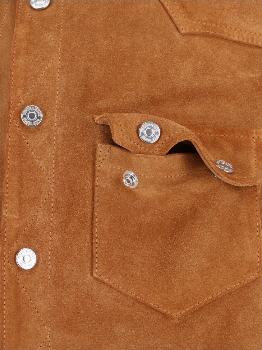 Dsquared2 Structured Brown Jacket With Front Zipper