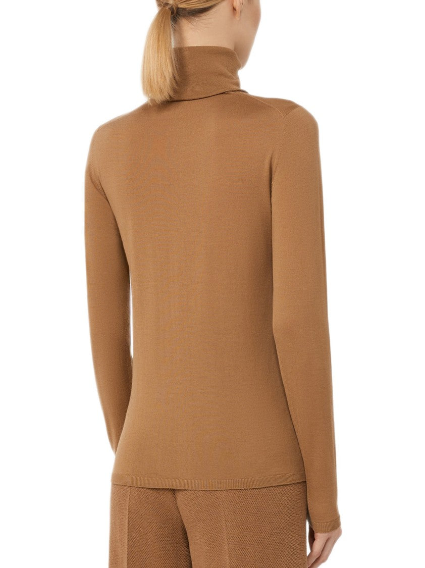 Max Mara Lightweight Brown Turtleneck Sweater With High Collar