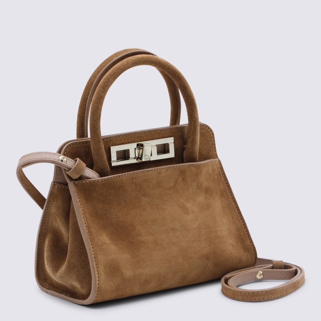 Fabiana Filippi Structured Suede Top Handle Bag With Silver-Tone Hardware
