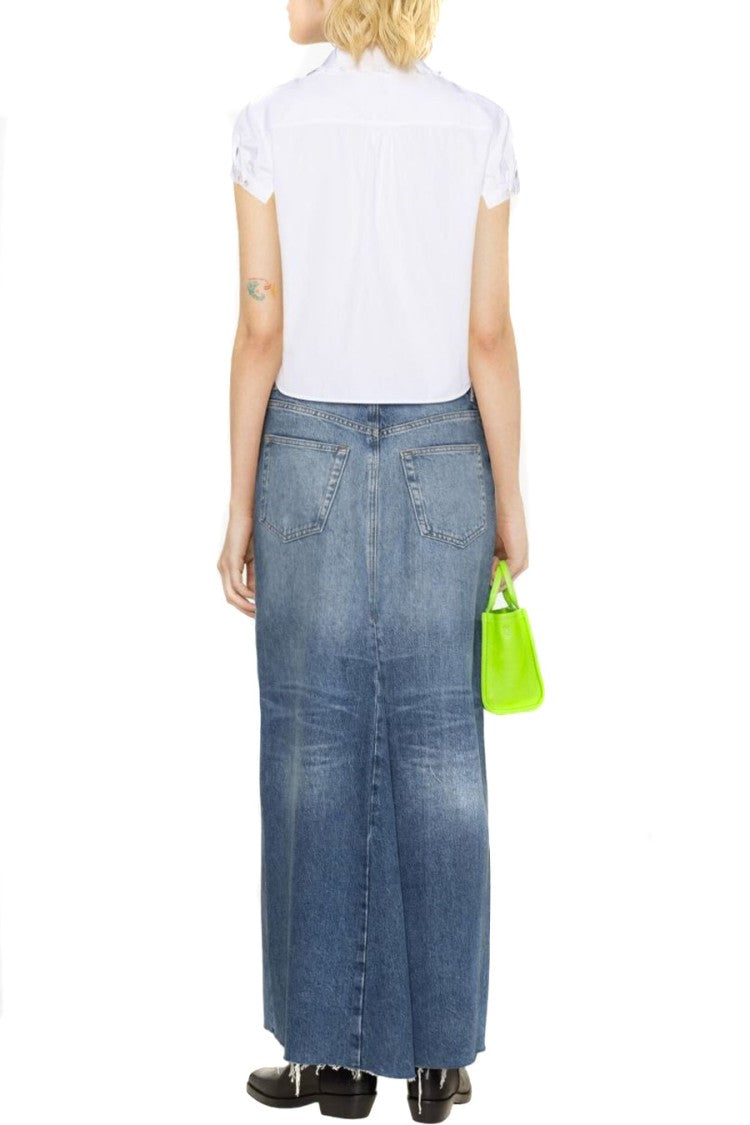 Dsquared2 White Cotton Ruffle-Placket Blouse