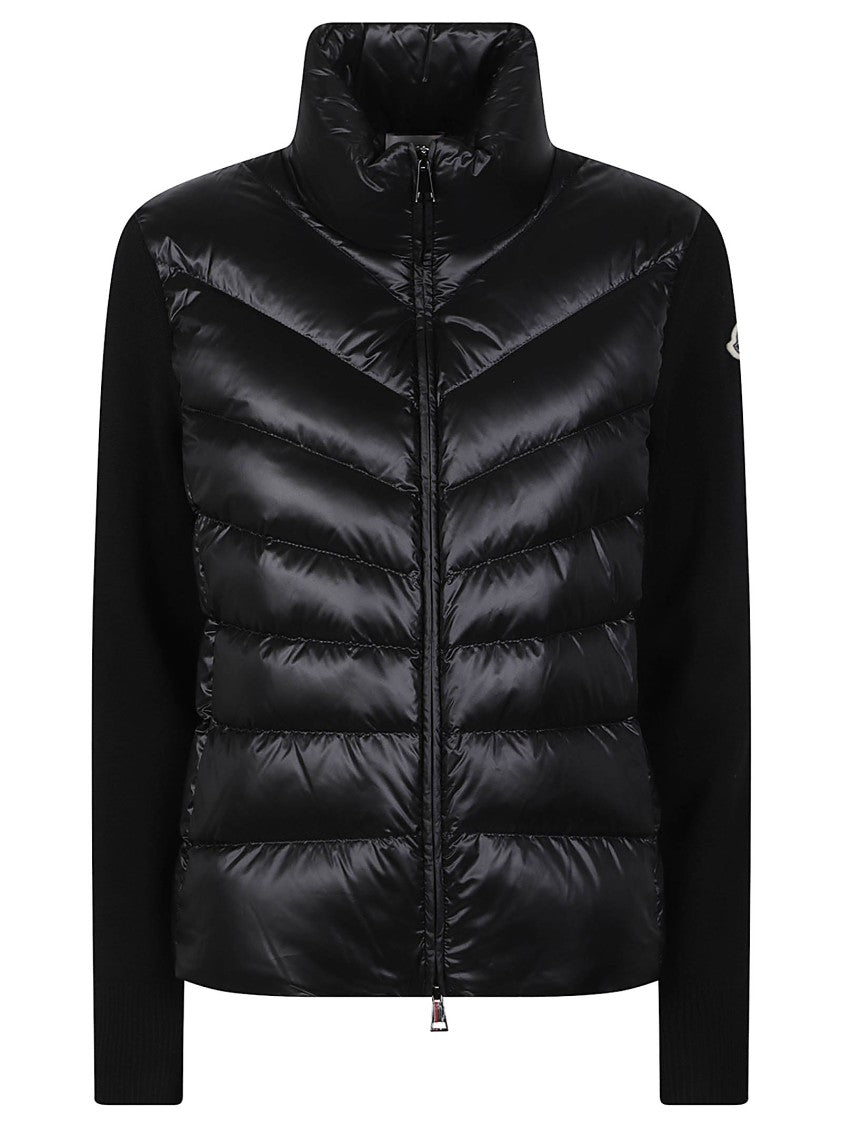 Moncler Tricot Hybrid Padded Front Smooth-Knit Cardigan