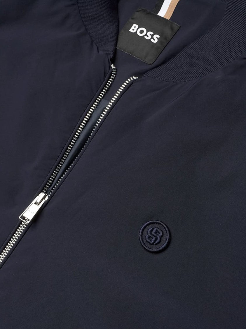 Hugo Boss Navy Cotton Sweatshirt With Front Zip Closure