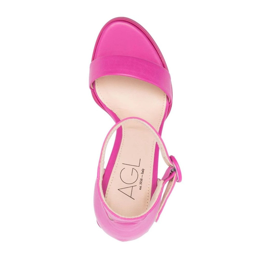 Agl Pink Janis Leather High Block Heel Sandals
