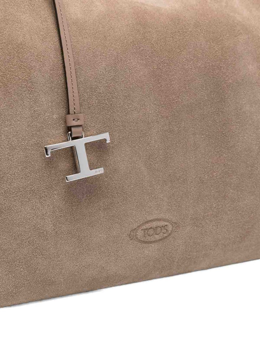 Tod's Spacious Suede Tote Bag With Embossed Logo