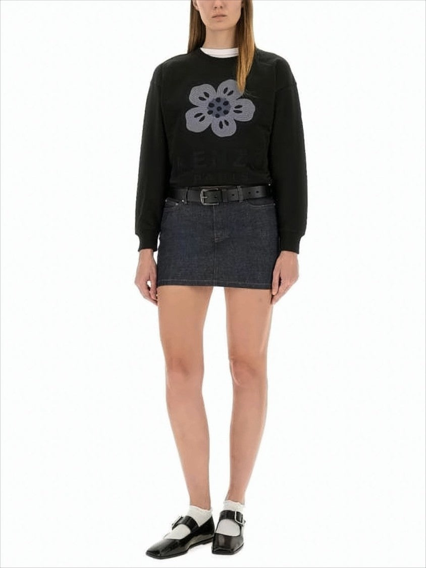 Kenzo Relaxed Fit Long-Sleeve Top With Floral Applique