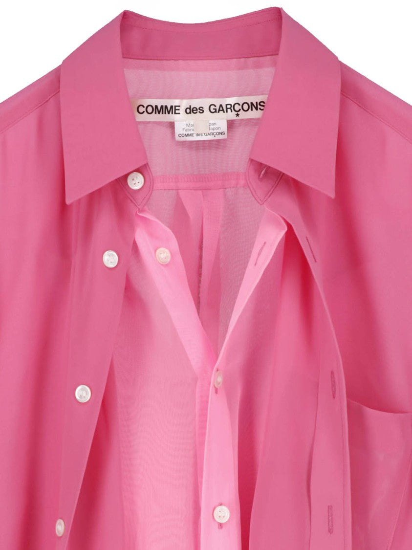 Comme Des Garçons Pink Layered Technical Chiffon Shirt