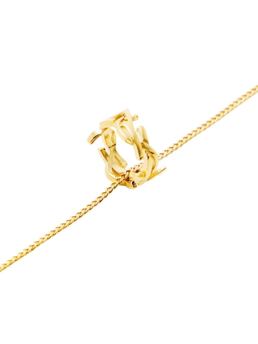 Saint Laurent Intricate Interlocking Brass Pendant Necklace