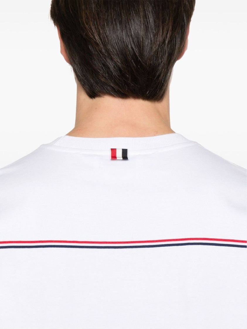 Thom Browne Short-Sleeved T-Shirt With Grosgrain Side Tabs