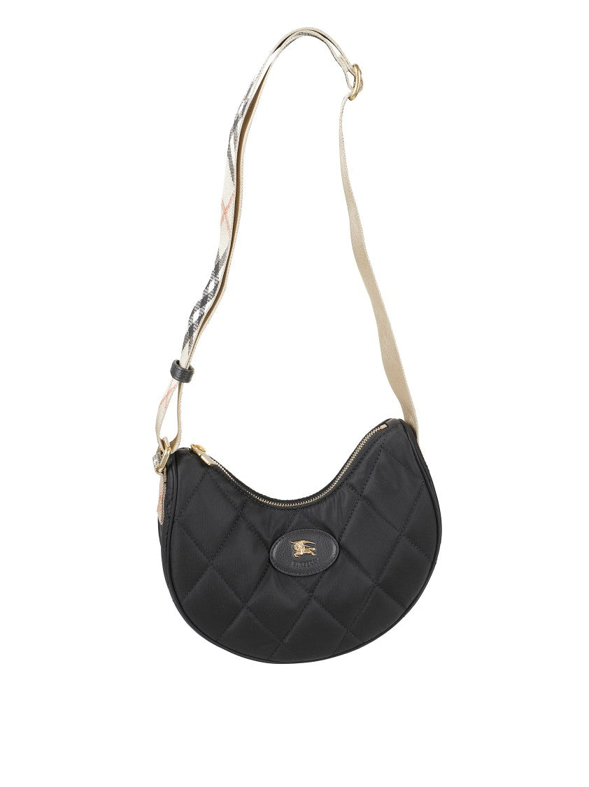 Burberry Curved Quilted Black Handbag With Gold-Tone Hardware
