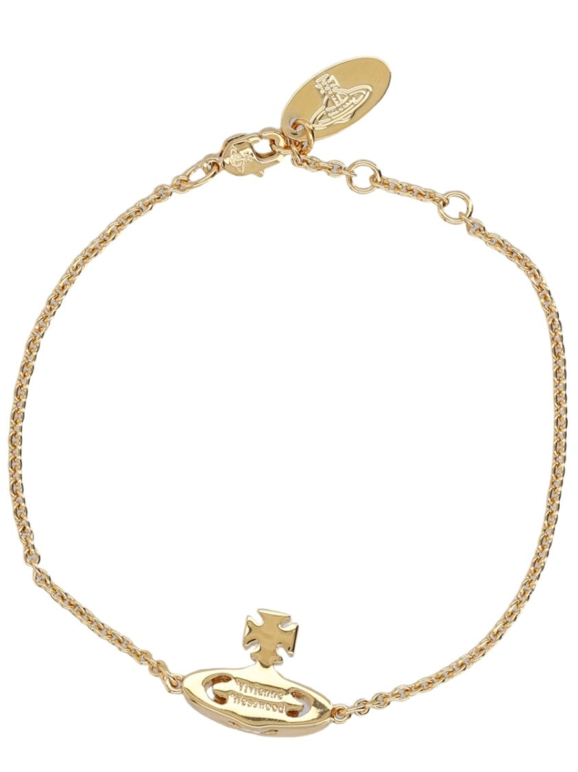 Vivienne Westwood Simonetta Bas Relief Oval Charm Brass Bracelet