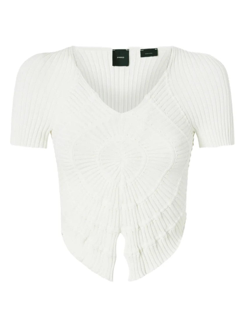 Pinko Ribbed Cropped Top With Sculptural Design