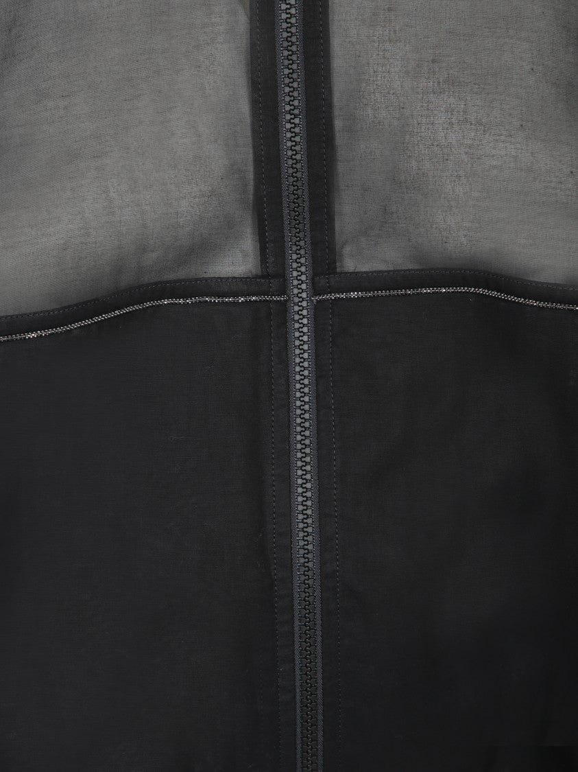 Brunello Cucinelli Translucent Organza Bomber Jacket With Monile Trims