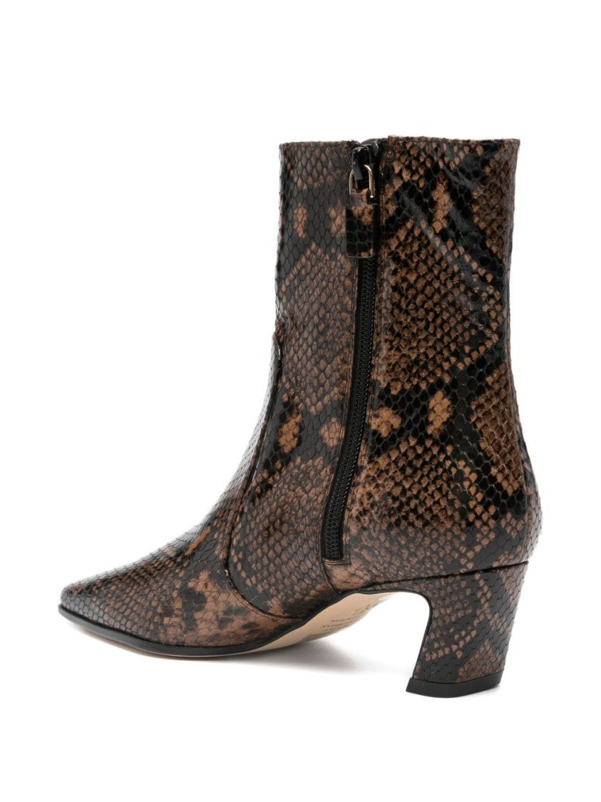 Stuart Weitzman Textured Brown Ankle Boots With Pointed Toe