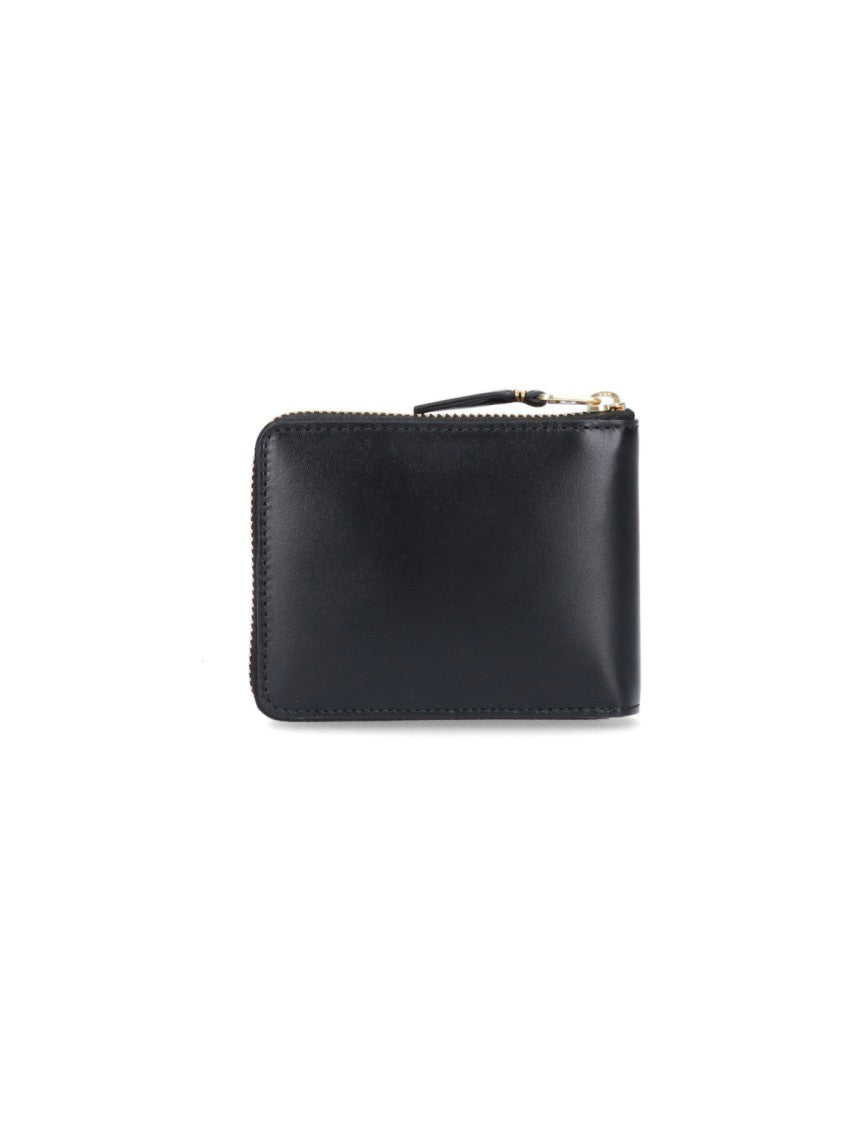Comme Des Garçons Rectangular Black Wallet With Gold-Tone Zipper
