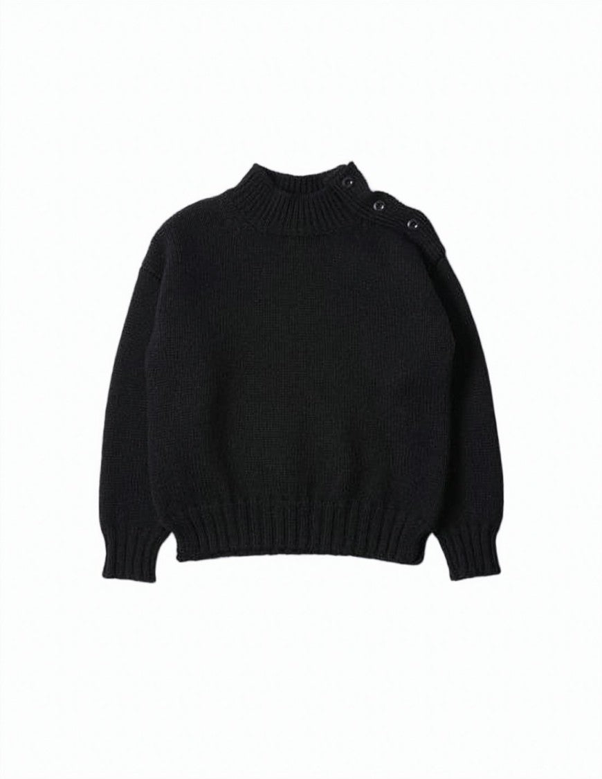 Margaret Howell High Neck Knit Sweater With Button Detailing