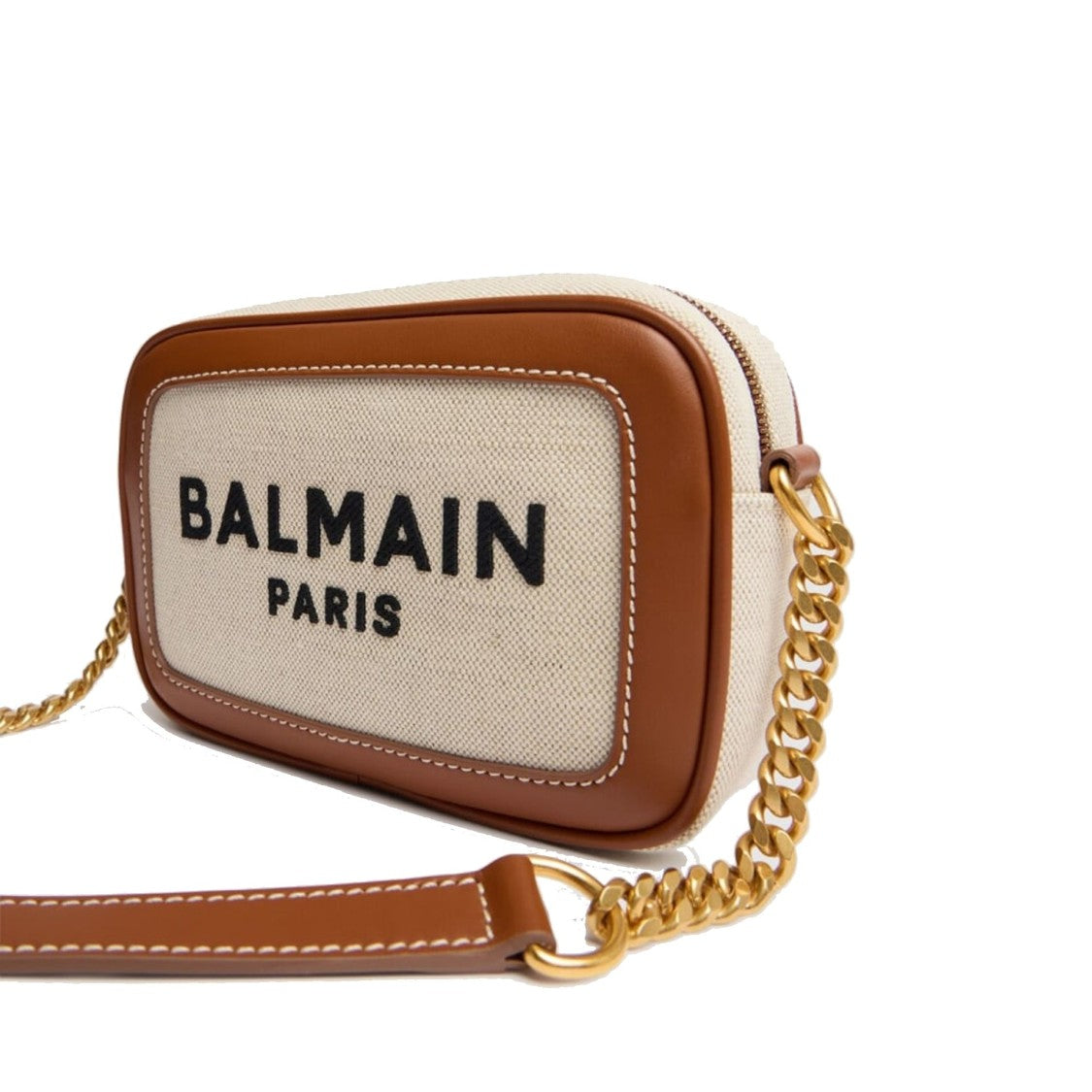 Balmain Textured Fabric Logo Shoulder Bag