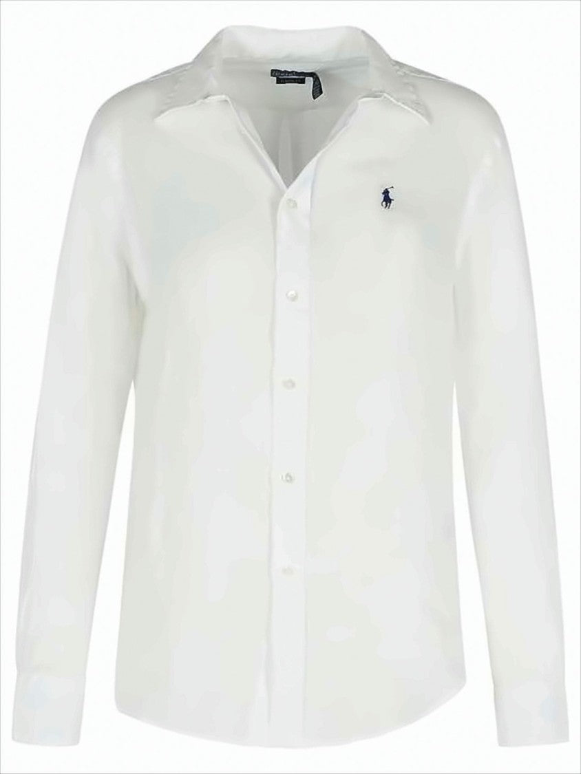 Polo Ralph Lauren Classic White Linen Long-Sleeve Button-Up Shirt