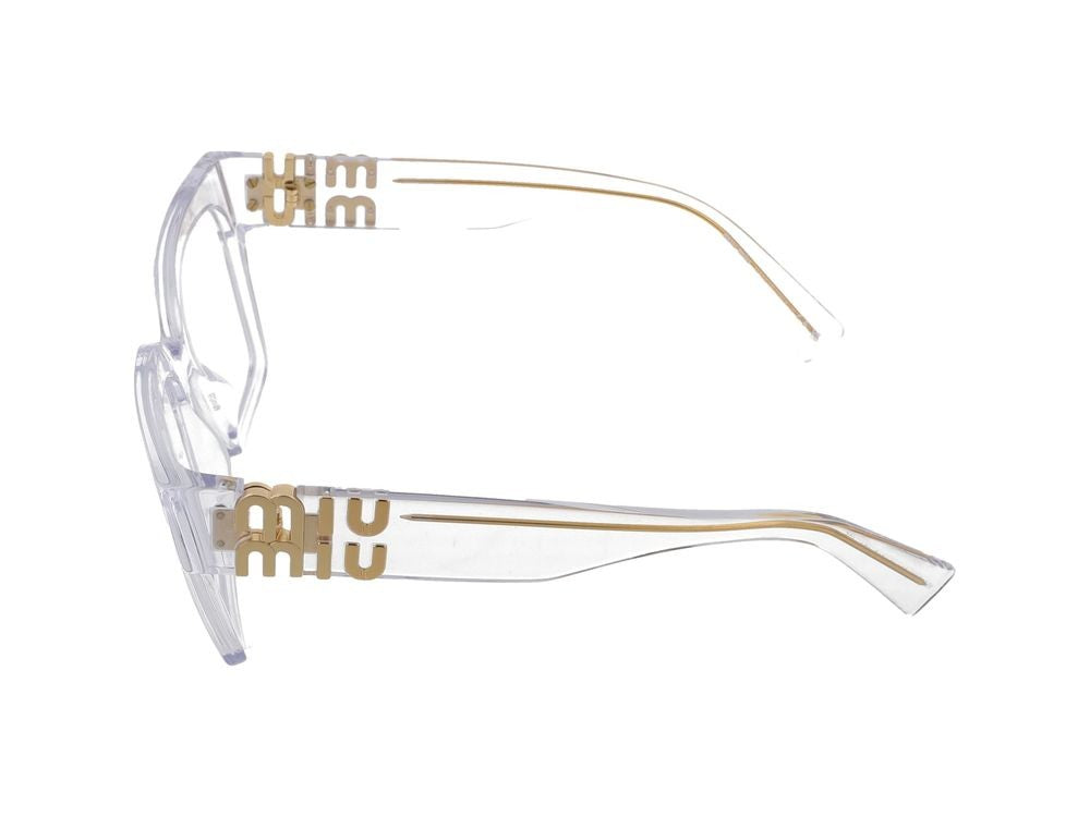 Miu Miu Oversized Gold Accent Square Eyeglasses