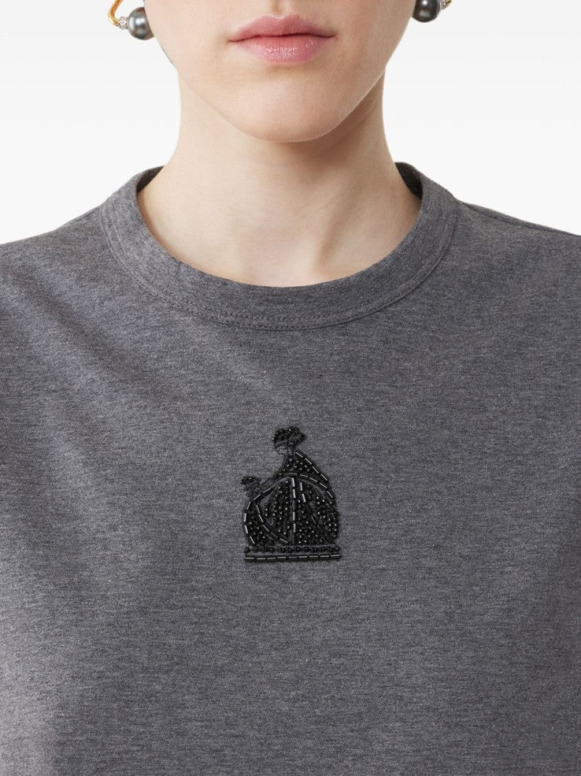 Lanvin Short-Sleeved Crew Neck Top With Embroidered Emblem