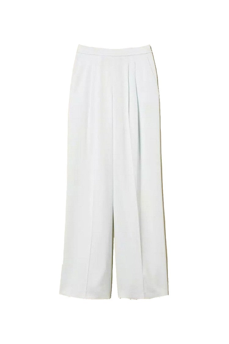 Twin-Set Sky Blue Acetate-Polyester Pleated Wide-Leg Trousers