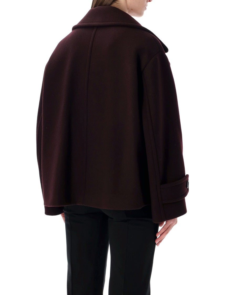 Chloé Chloé Short Double-Breasted Wool Coat In Bordeaux