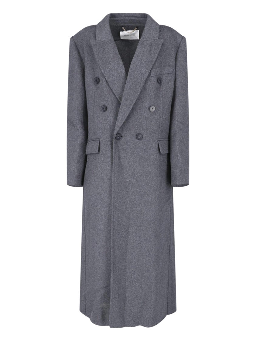Victoria Beckham Double-Breasted Structured Jacket With Notched Lapel