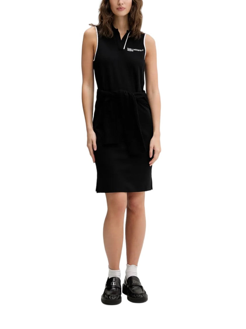 Karl Lagerfeld Sleeveless Polo-Collar Mini Dress With Embroidered Logo