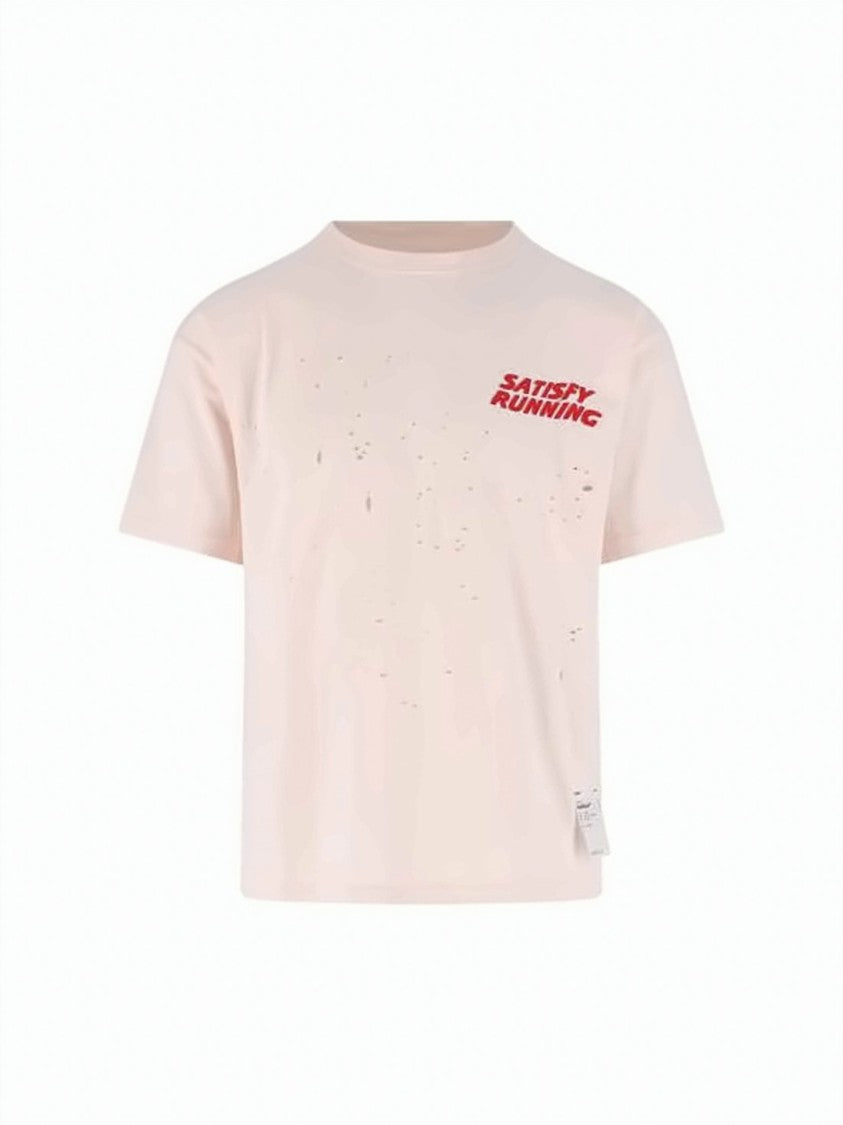 Satisfy Relaxed-Fit Light Pink T-Shirt With Distressed Pattern