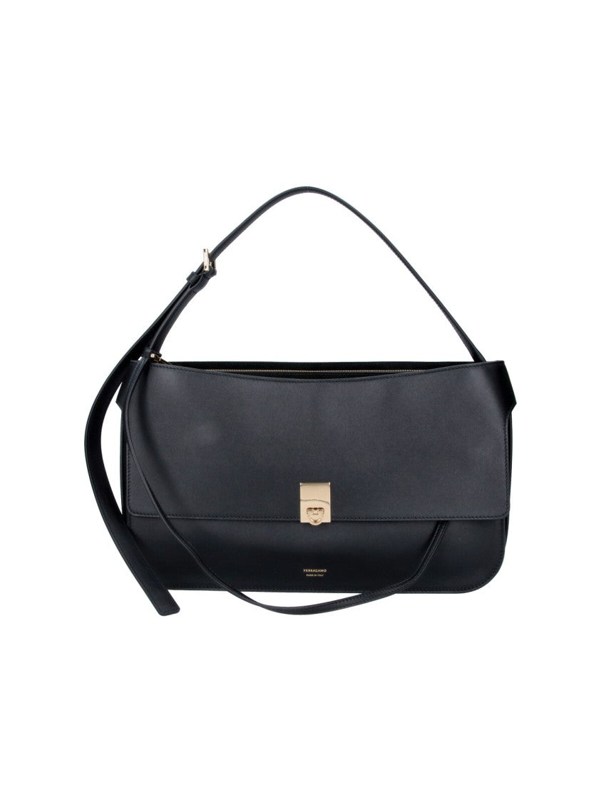 Ferragamo Black Cara S Calf Leather Shoulder Bag