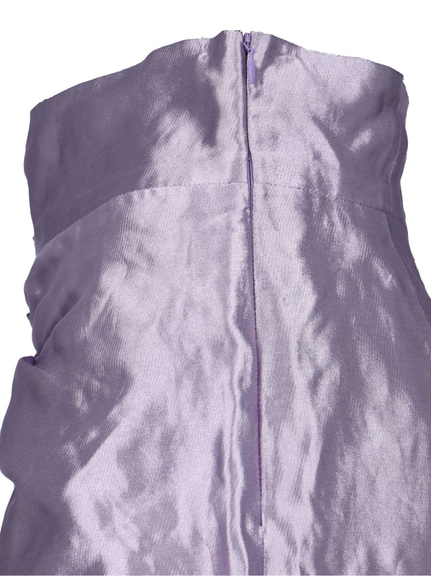 Maison Margiela Draped Midi Skirt In Metallic Purple