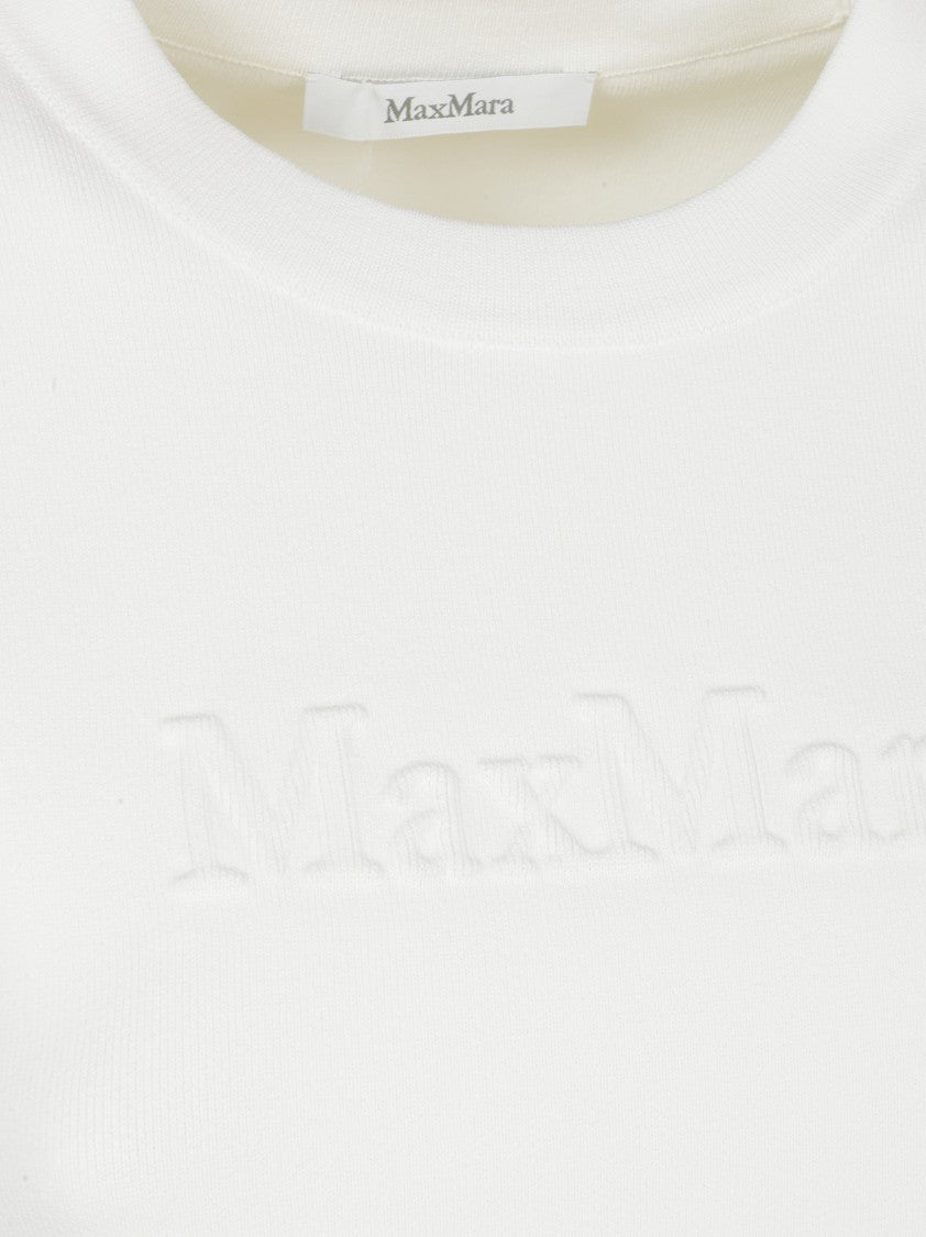 Max Mara Short-Sleeved Top With Crew Neckline And Embossed Logo