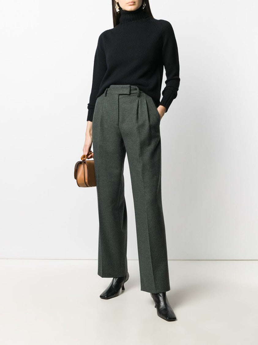 Drumohr Black High Ribbed Turtleneck Wool Sweater