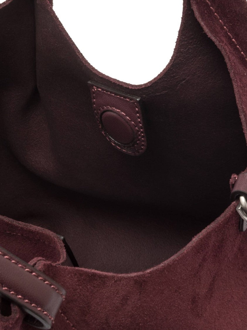Gianni Chiarini Suede Handbag With Rounded Slouchy Silhouette In Rich Burgundy