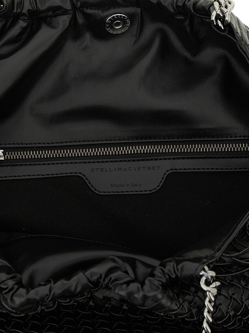 Stella Mccartney Medium Shoulder Bag In Woven Vegan Leather With Fringes And Chain Handle