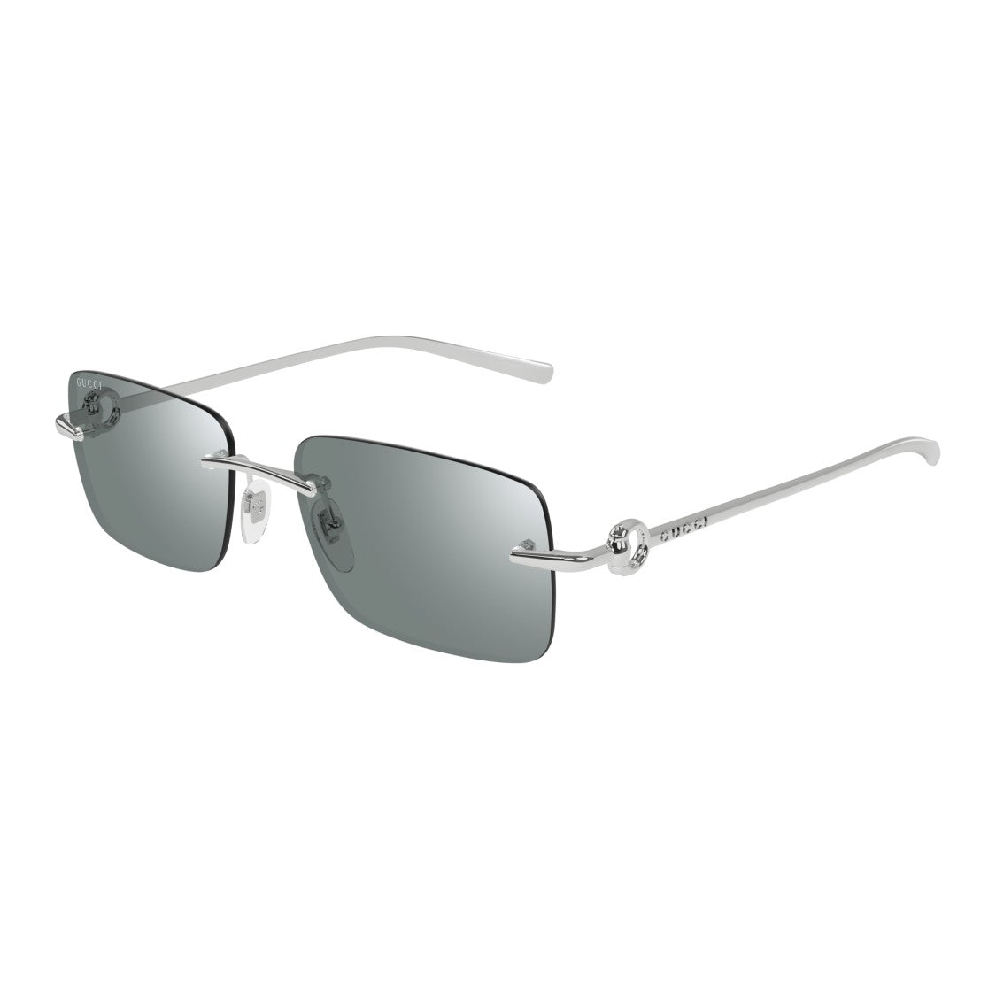 Gucci Gg1703s Rimless Sunglasses With Rectangular Grey Lenses