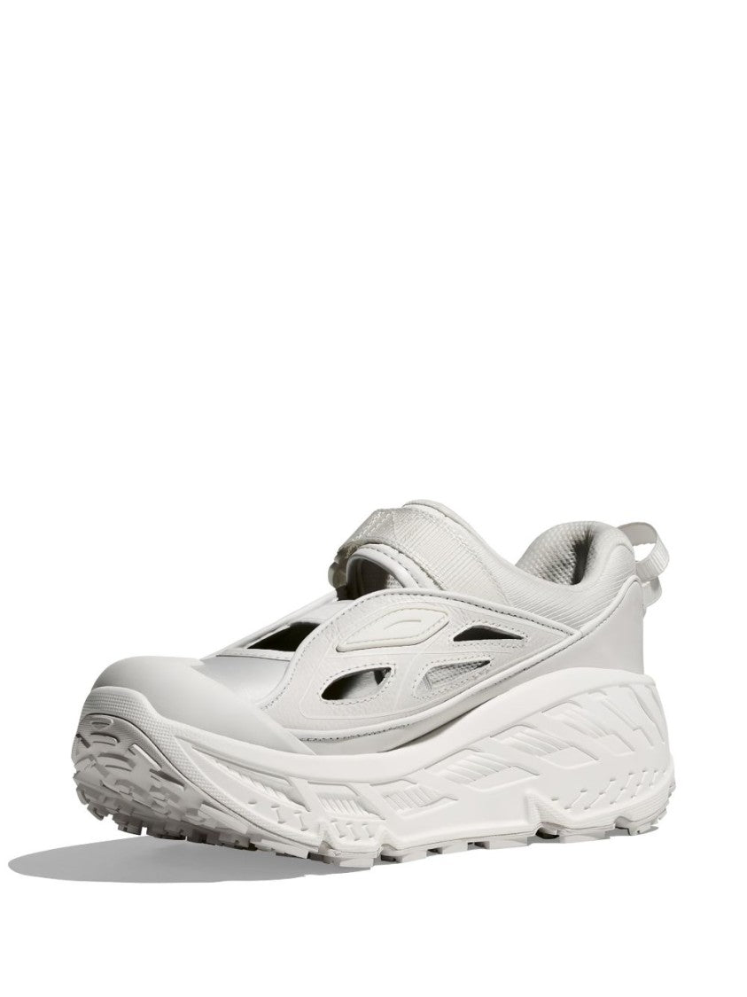 Hoka White Cut-Out Buckle Sneakers