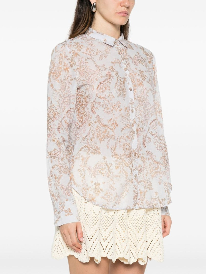 Forte Forte Floral Pattern Cotton Shirt With Classic Collar