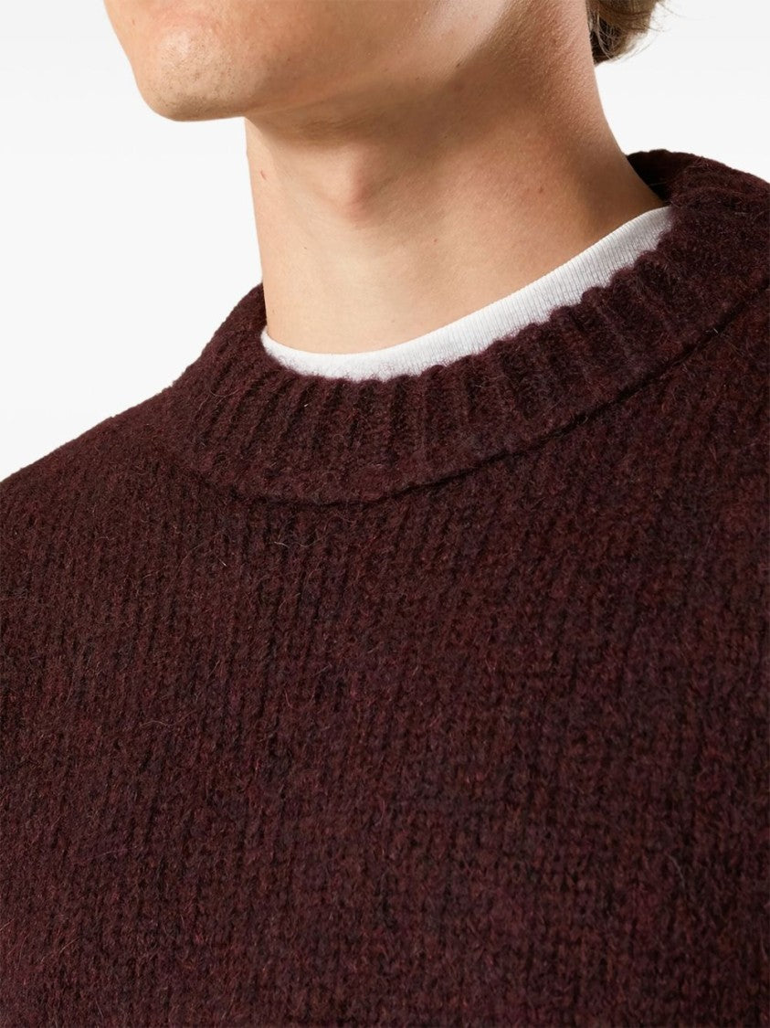 Doppiaa Burgundy Appio Textured Knit Sweater