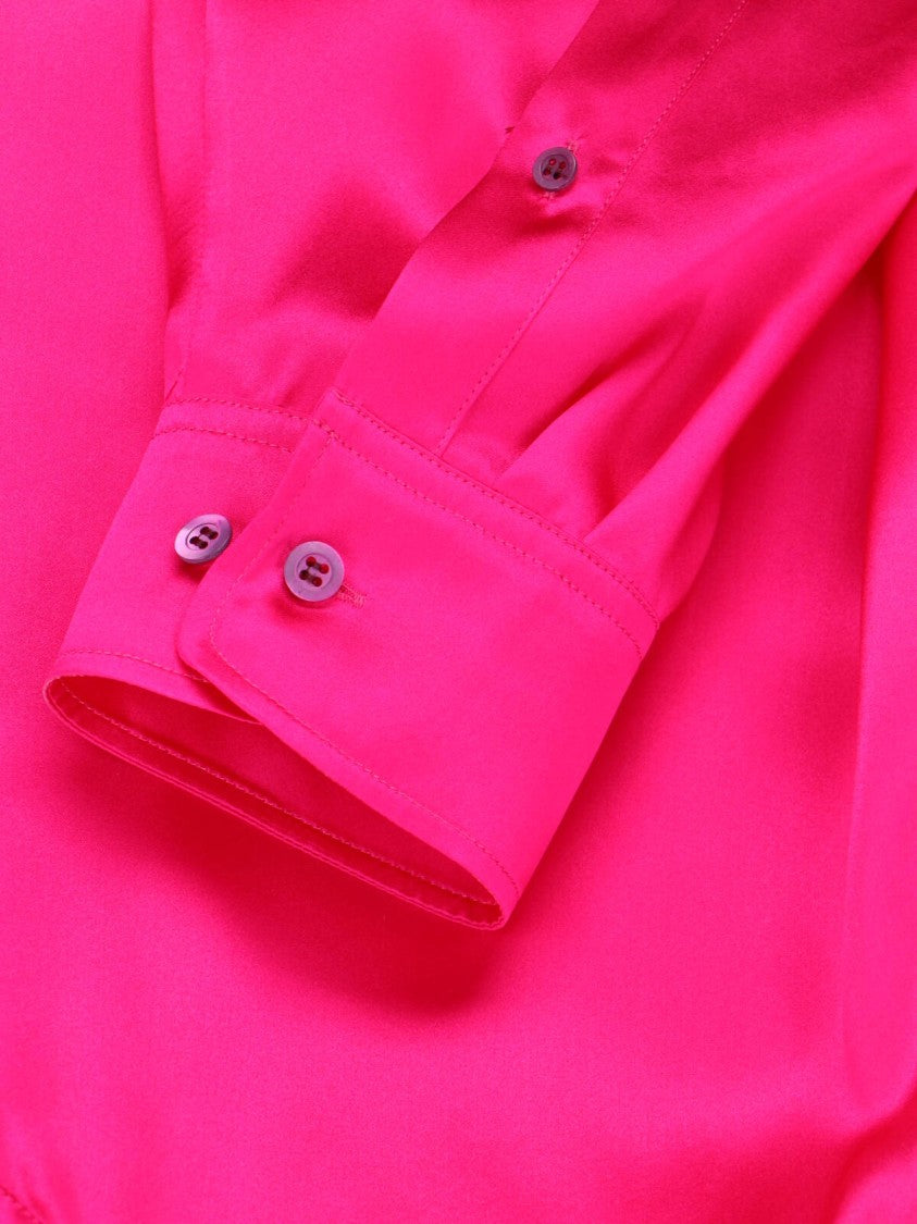 Dries Van Noten Pink Classic Collar Silk Shirt
